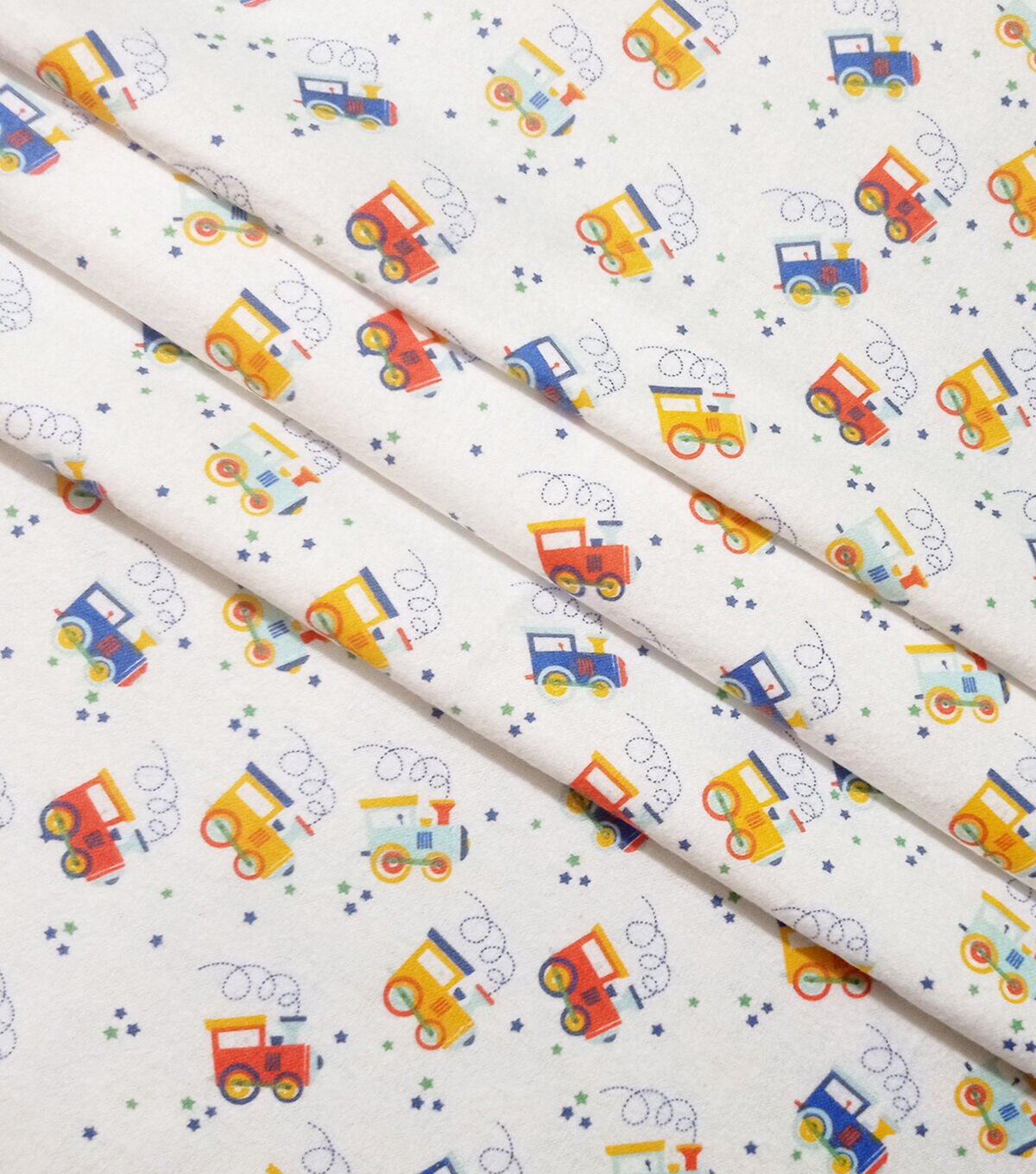 Choo Choo Trains on White Super Snuggle Flannel Fabric