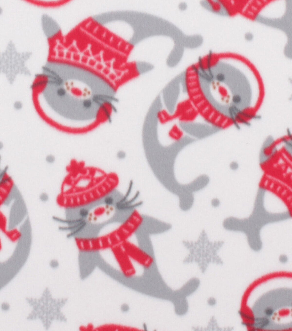 White Seals Blizzard Fleece Fabric