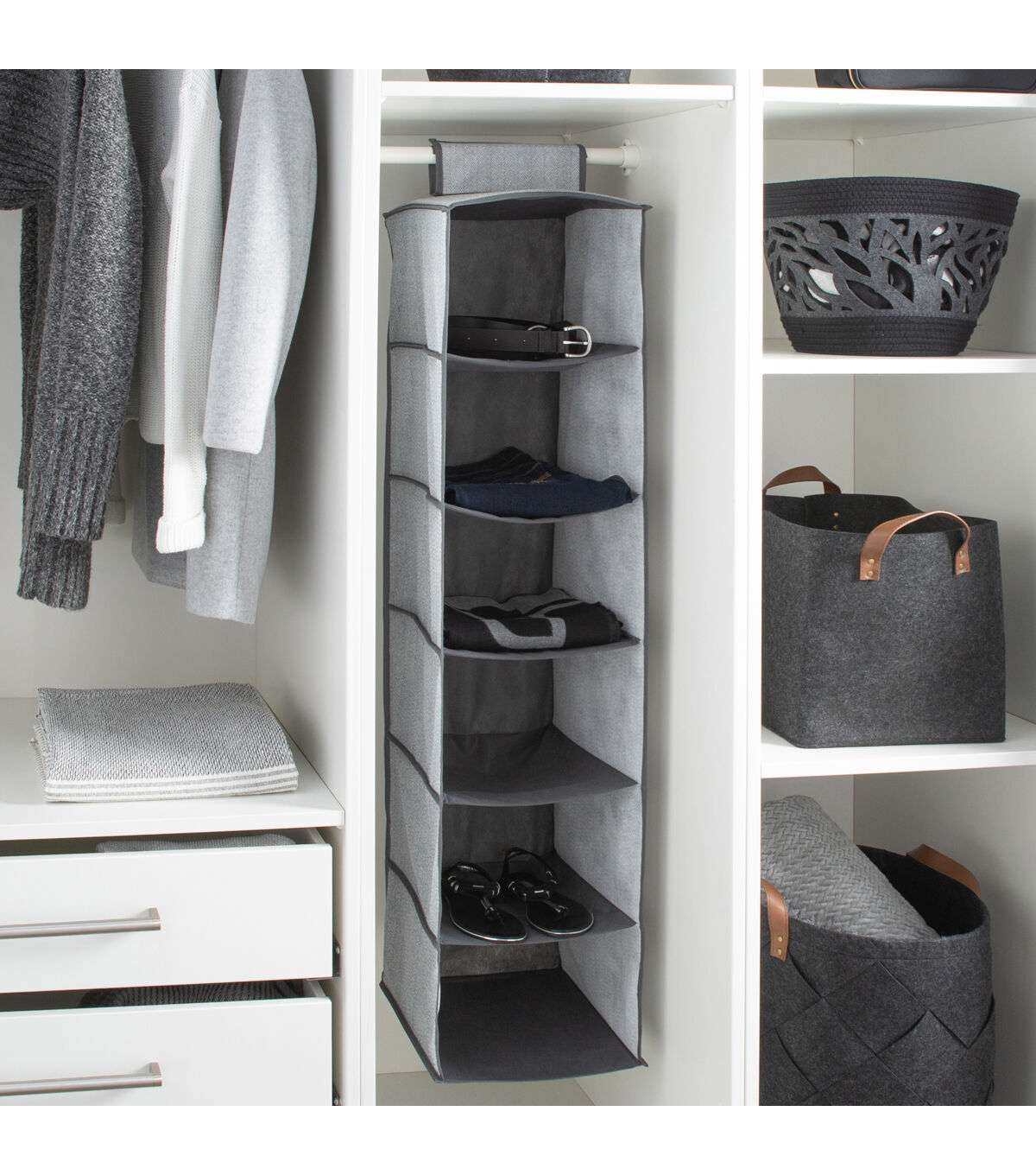 Simplify 47 Gray 6 Shelf Closet Organizer