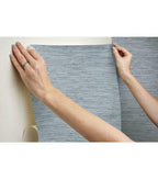 RoomMates Faux Grasscloth Peelable Wallpaper Blue