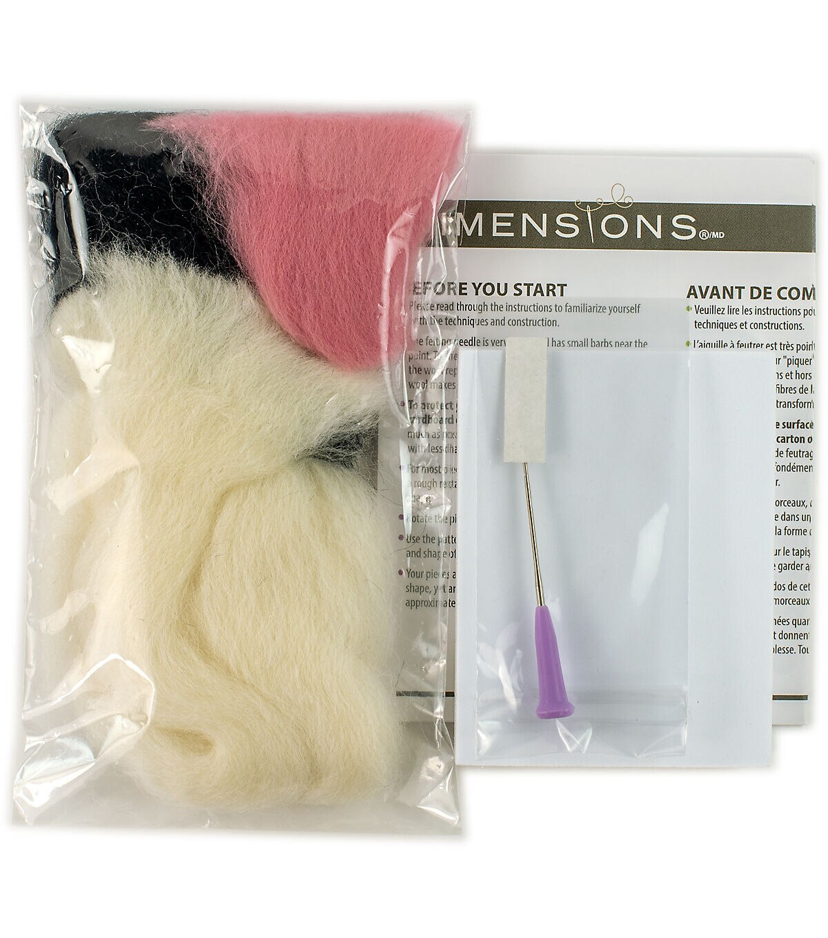 Dimensions 4 Frenchie Wool Roving Needle Felting Kit