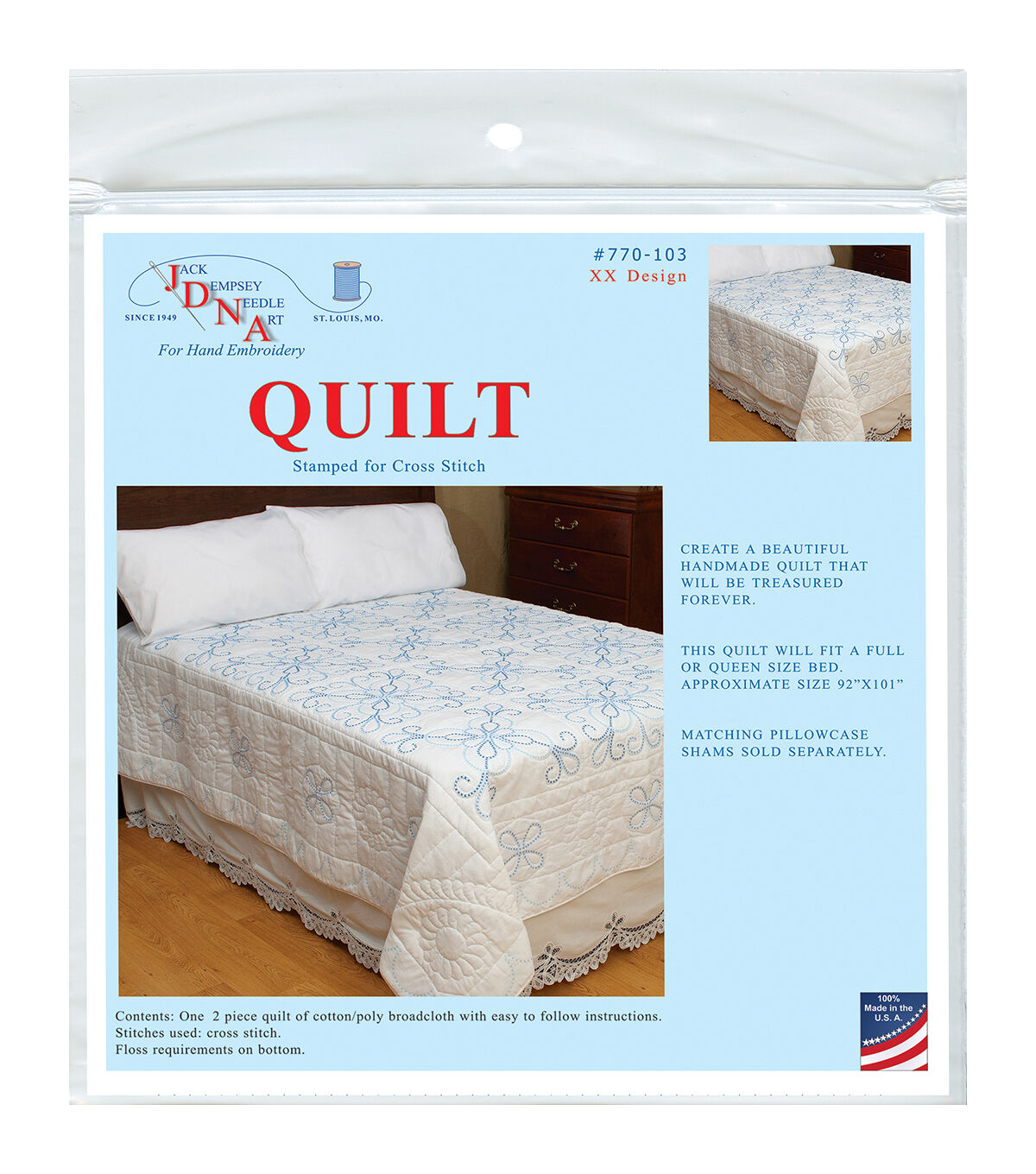 Jack Dempsey 92 x 101 XX Design Stamped Quilt Top