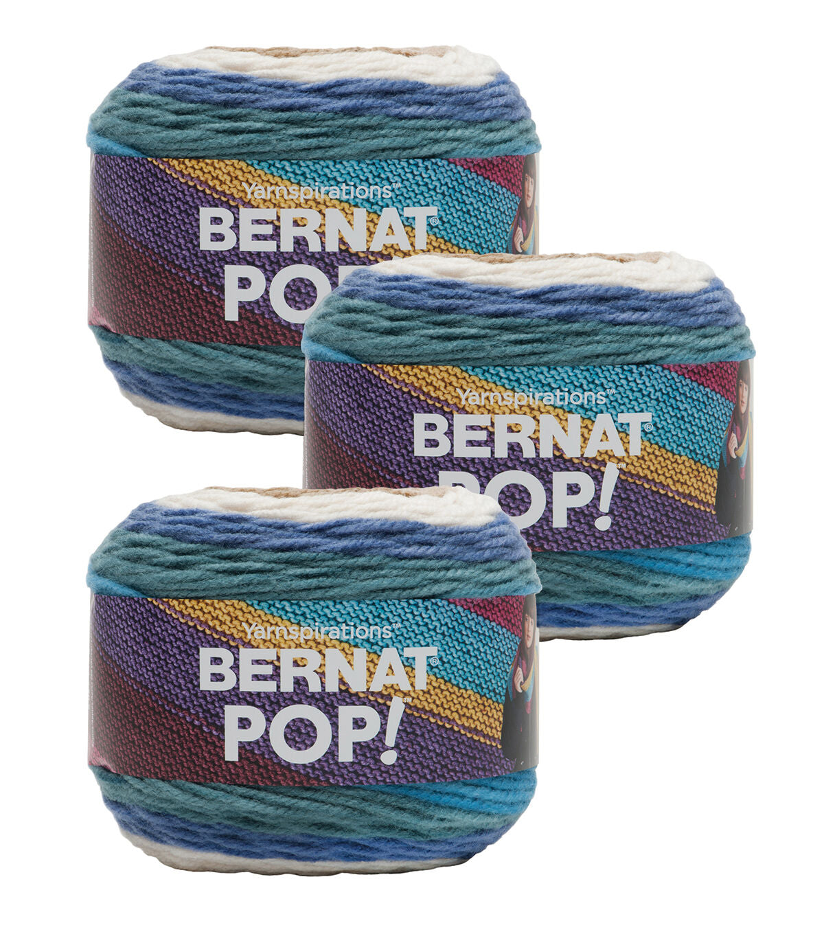 Bernat POP! 280yds Worsted Acrylic Yarn 3 Bundle