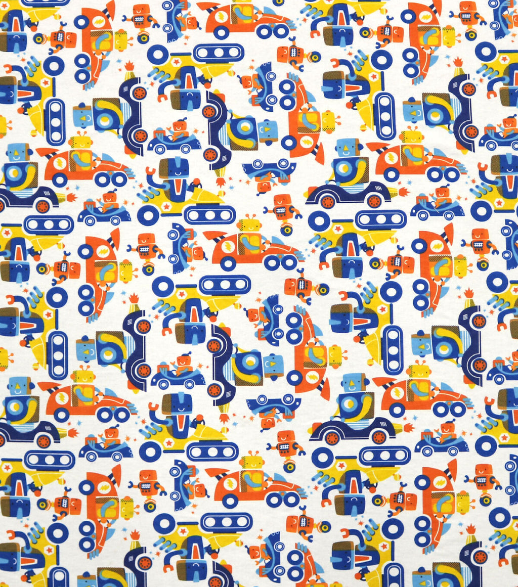Racing Robots Super Snuggle Flannel Fabric