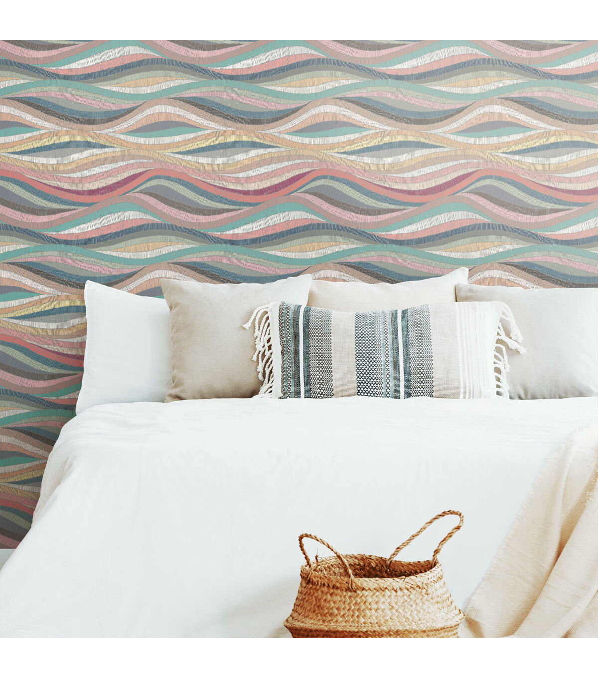 RoomMates 18 x 18' Multicolor Mosaic Waves Peel & Stick Wallpaper