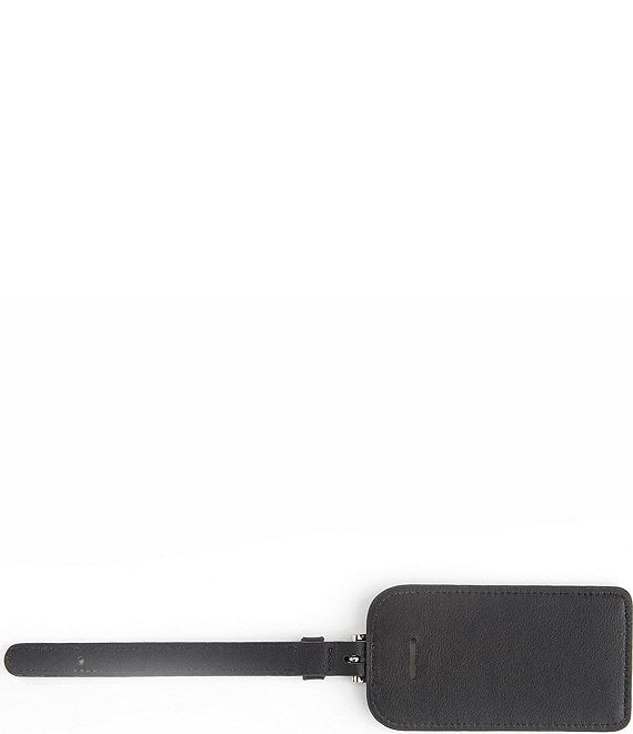 Leather Luggage Tag with Silver Hardware