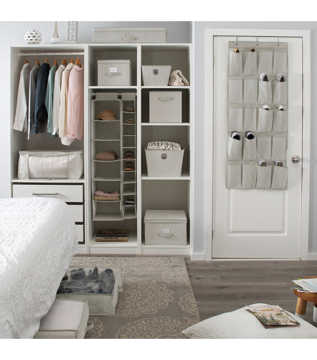 Simplify 11 x 6 Gray Boho Storage Box With Handle