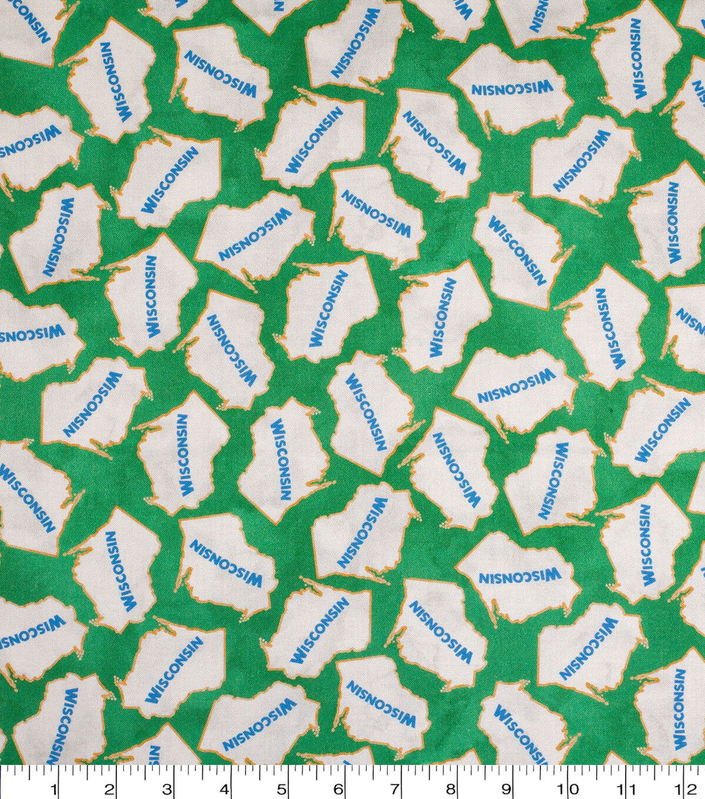 Wisconsin Cotton Fabric Tossed State