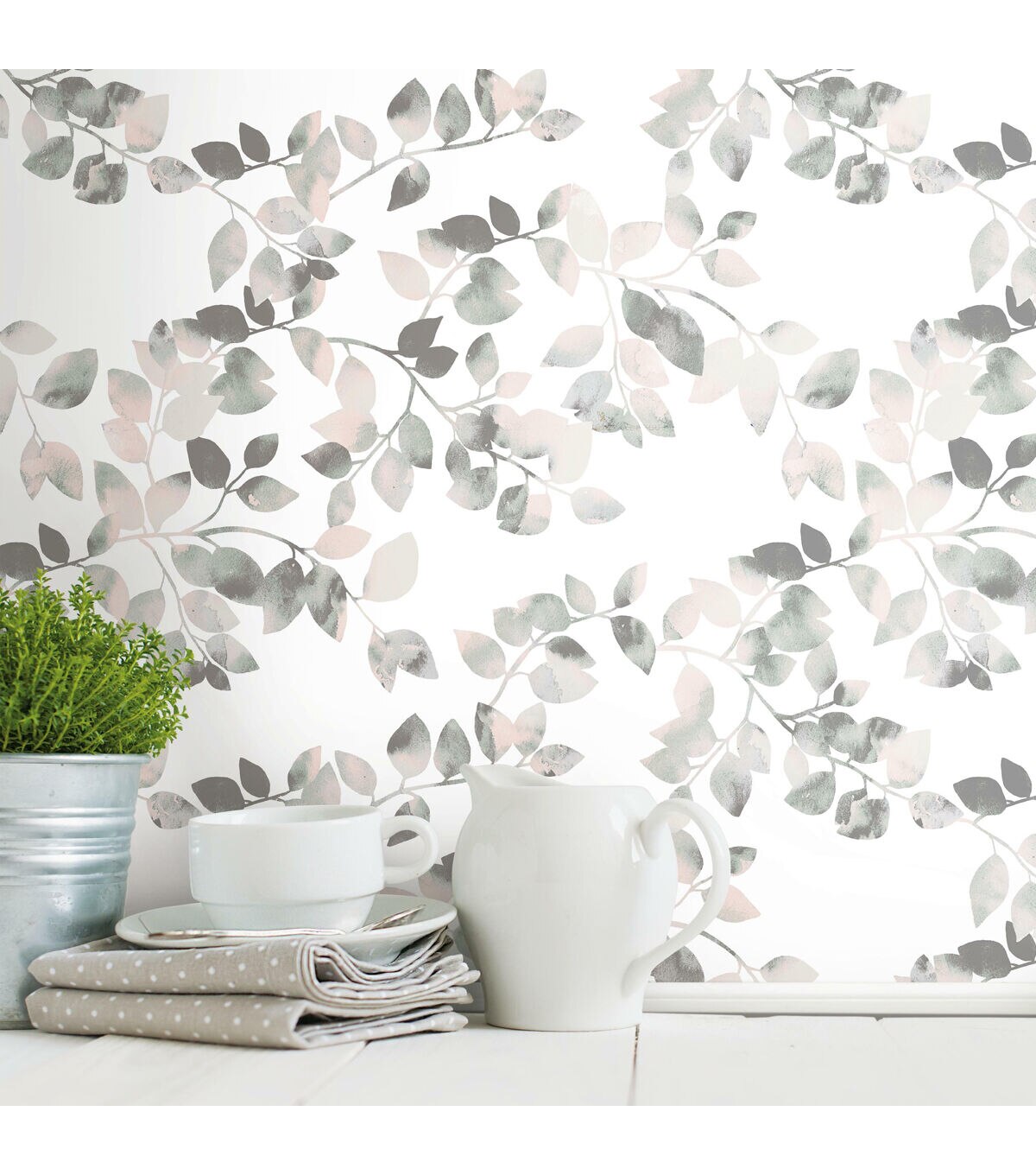 RoomMates 20.5 x 16.5' Green Latvus Leaves Peel & Stick Wallpaper