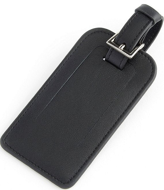 Leather Luggage Tag with Silver Hardware