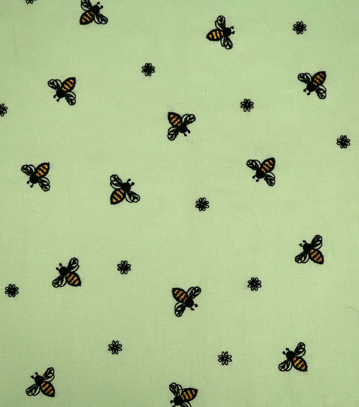 Embroidered Bees on Green Quilt Cotton Fabric by Keepsake Calico