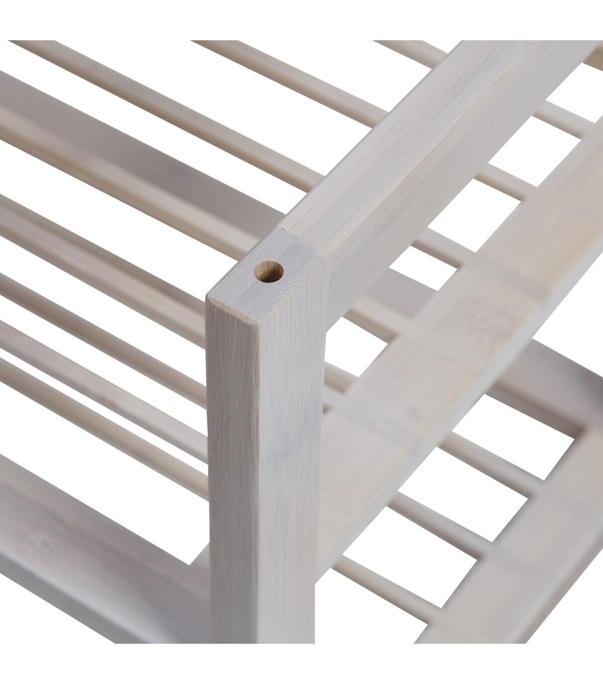 Honey Can Do 28 White Wash 2 Tier Stackable Bamboo Shoe Rack 30lbs