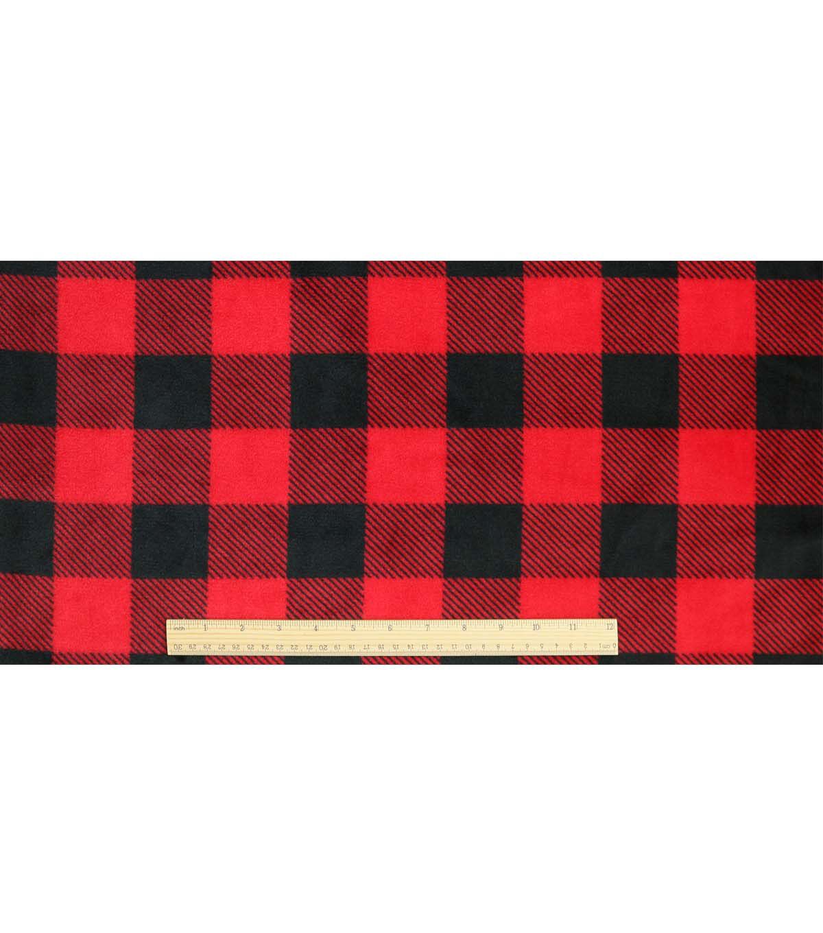 Black & Red Buffalo Plaid Sew Lush Fleece Fabric