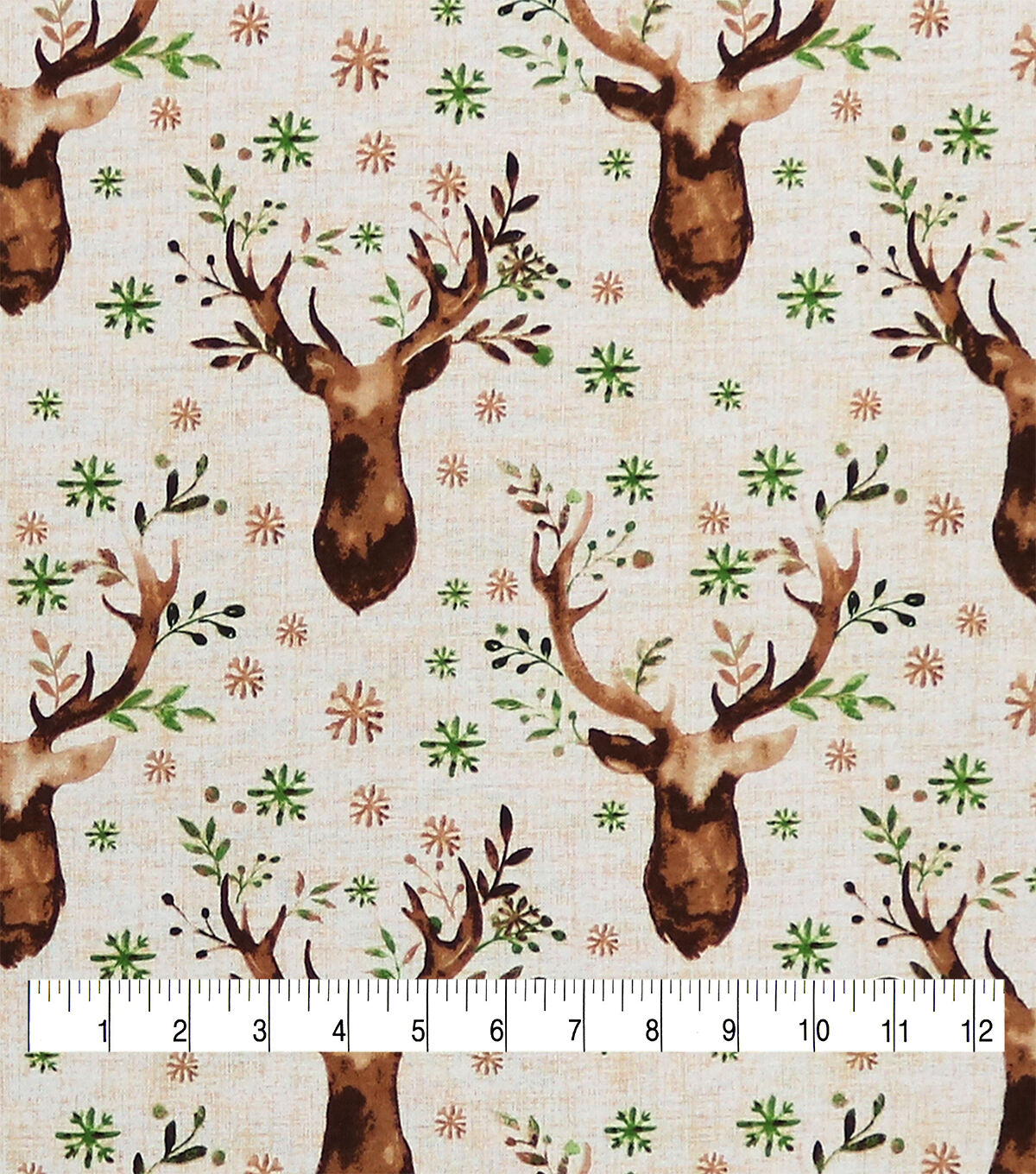 Deer Head Floral Super Snuggle Flannel Fabric
