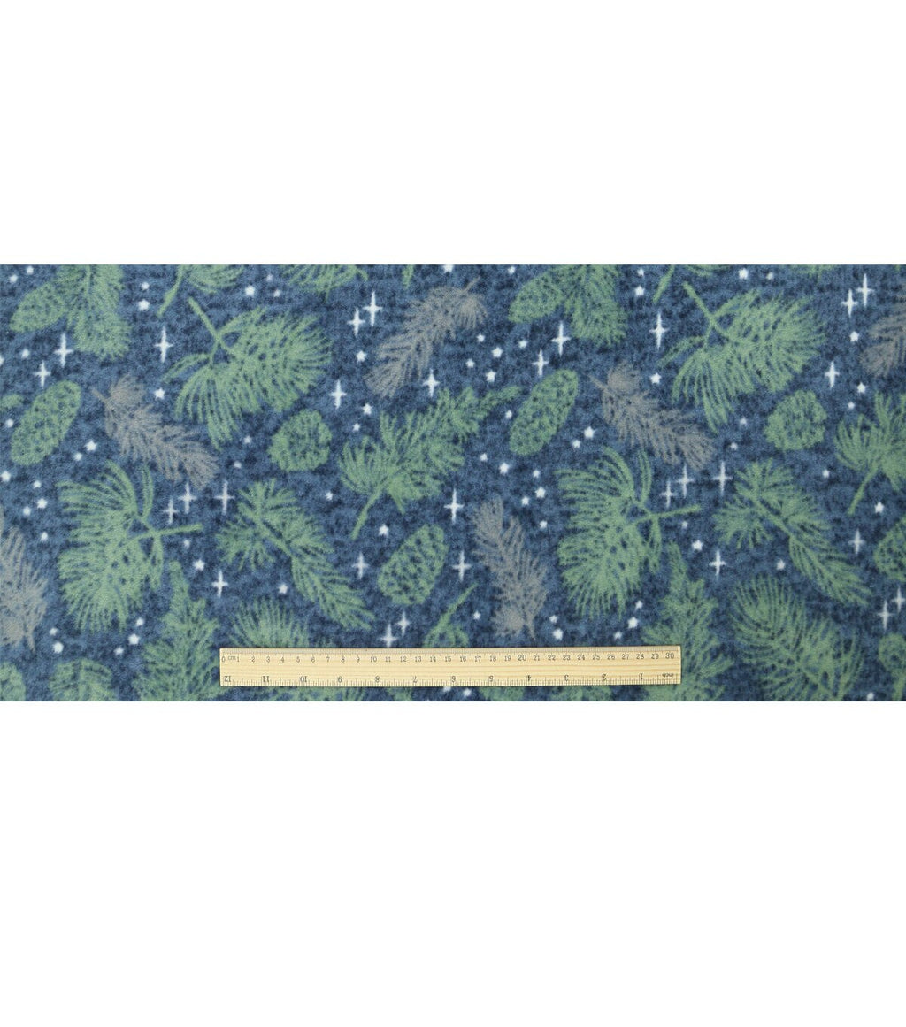 Blue Pinecone & Needles Luxe Fleece Fabric