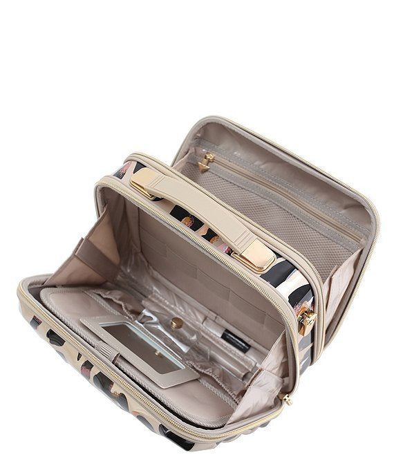 Savoir Collection Quilted Leopard Print Travel Beauty Case