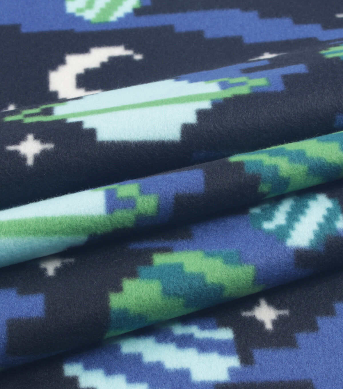 Pixal Space blizzard Prints Fleece Fabric
