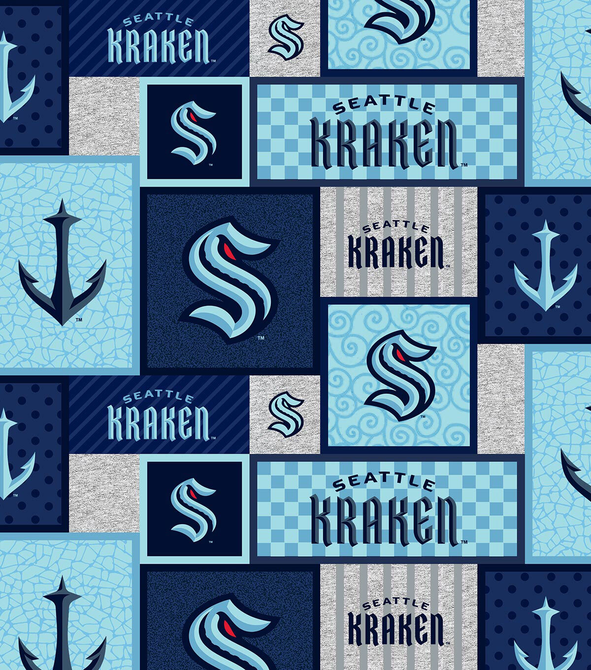 Seattle Kraken NHL Patch Fleece Fabric