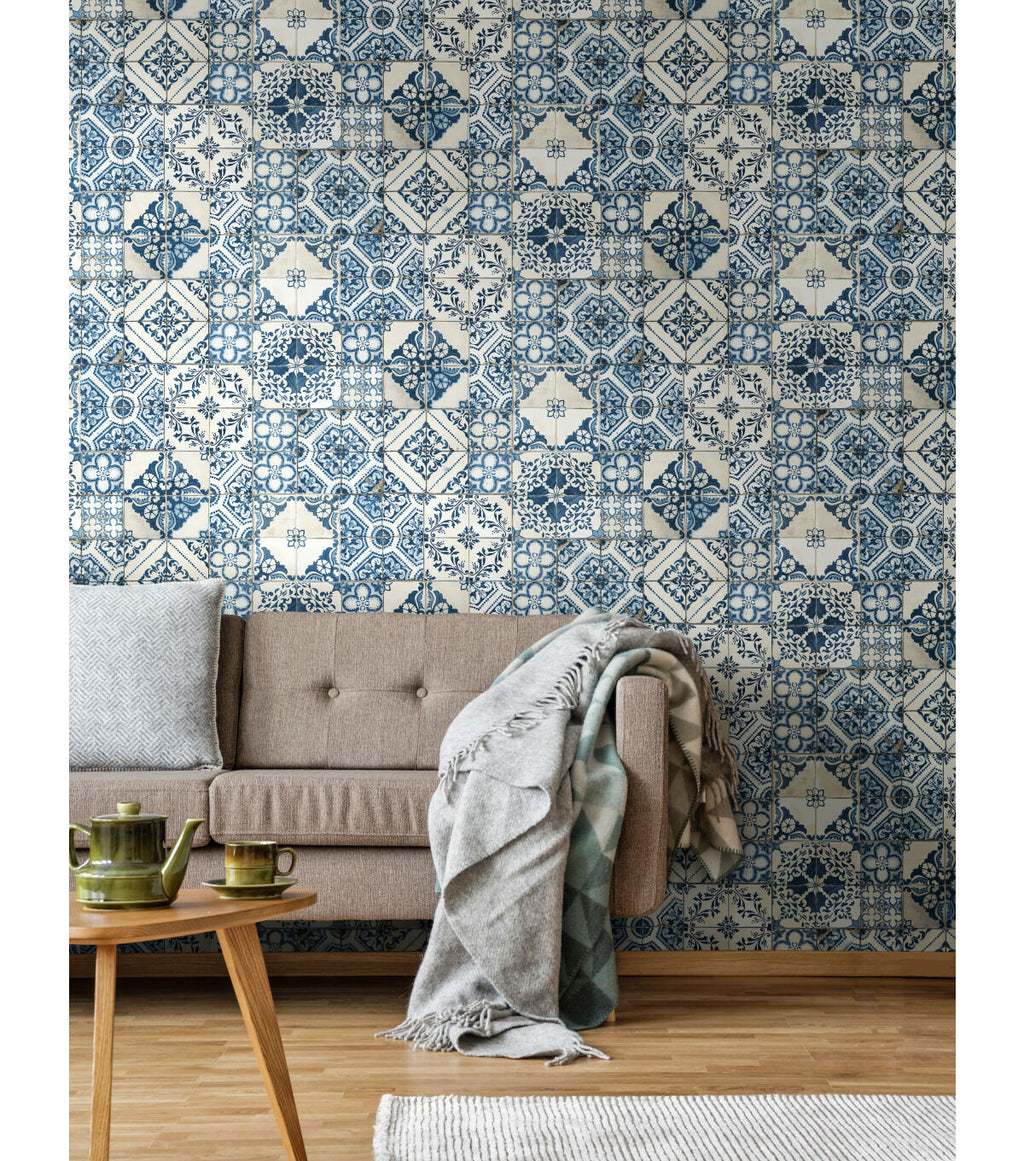 RoomMates Wallpaper Mediterranean Tile