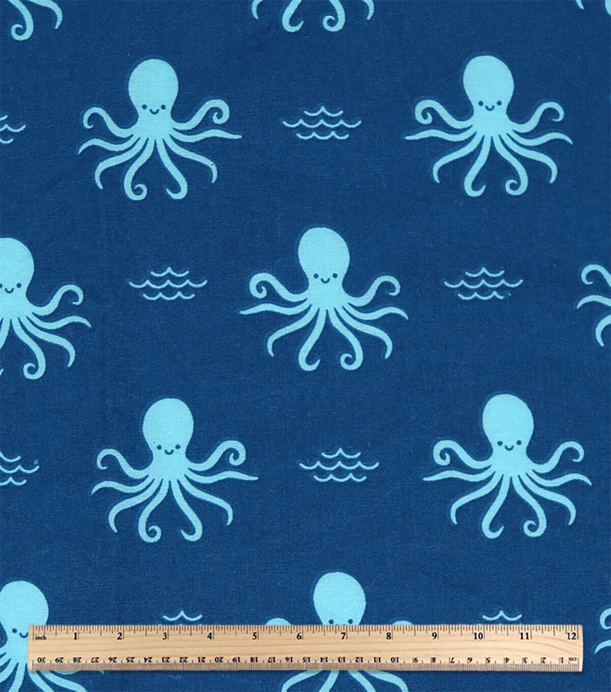 Blue Swimming Octopus Novelty Cotton Fabric by POP!