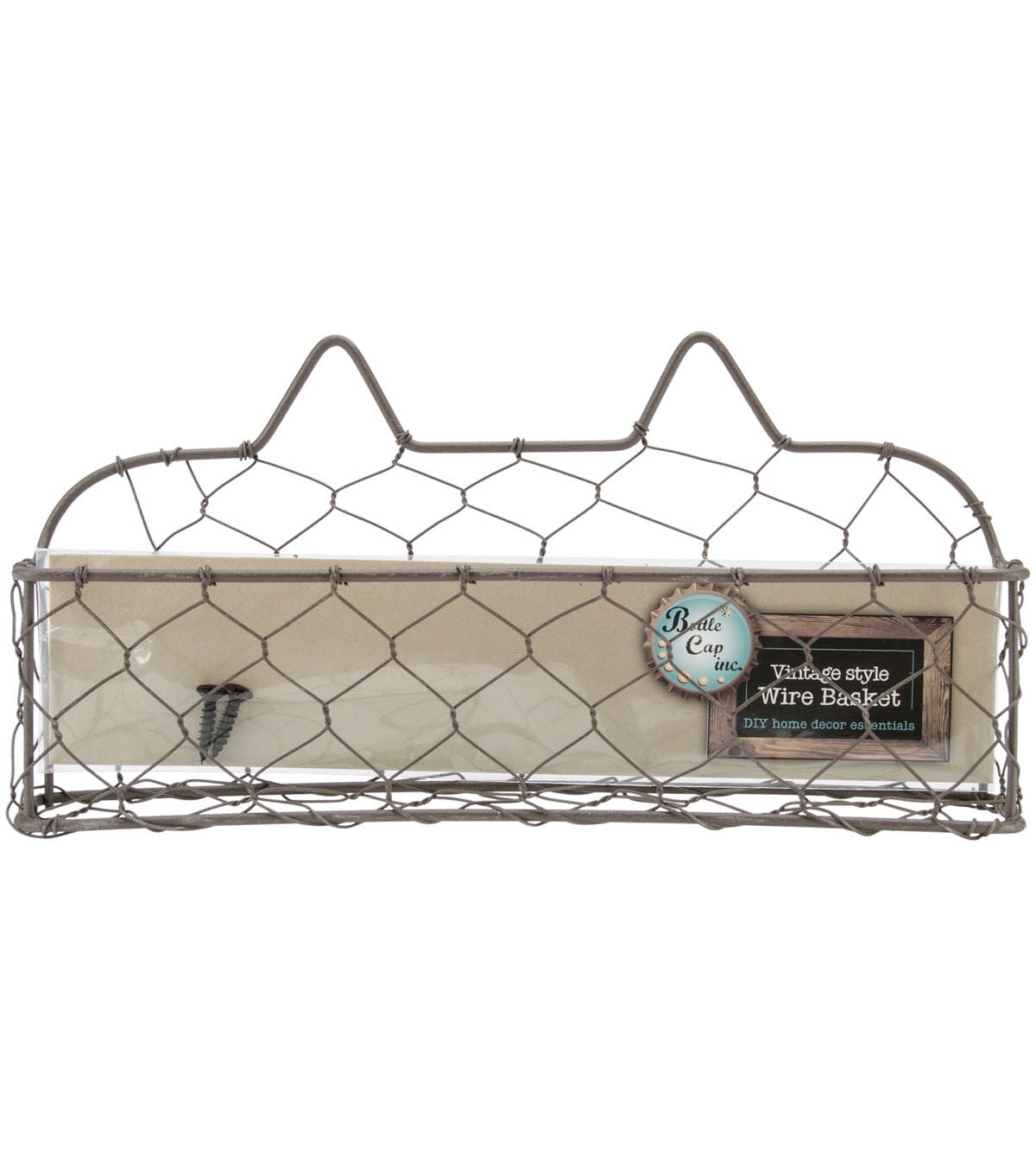 BCI Crafts Vintage Style Wide Wire Basket with Screws Antique Brown
