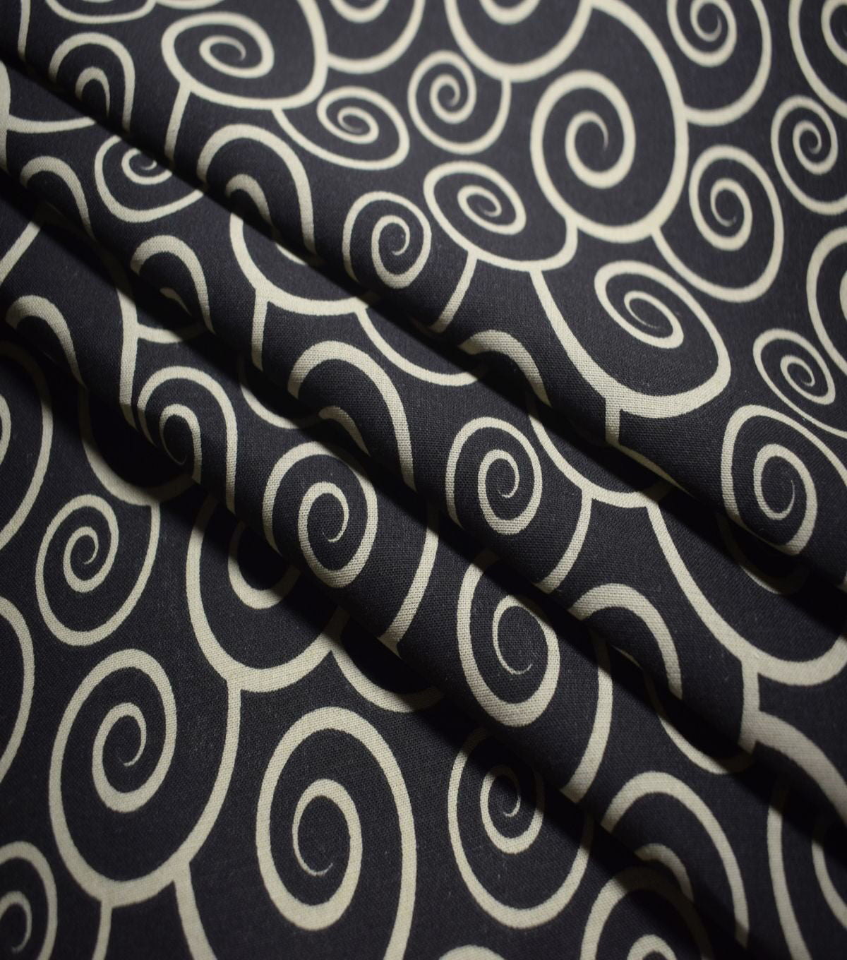 Neutral Swirls on Black Quilt Cotton Fabric by Quilter's Showcase
