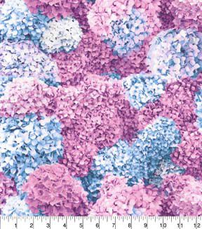 Fabric Traditions Pink & Blue Hydrangeas Premium Cotton Fabric