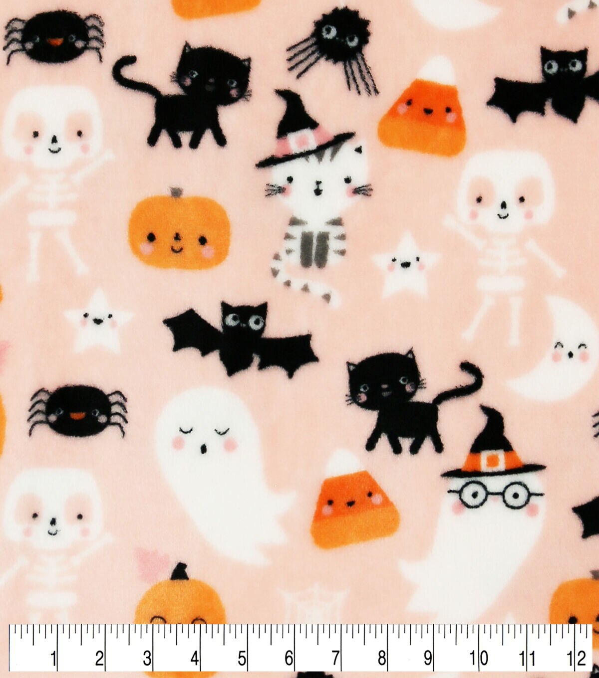 Halloween Icons On Pink Sew Lush Fleece Fabric