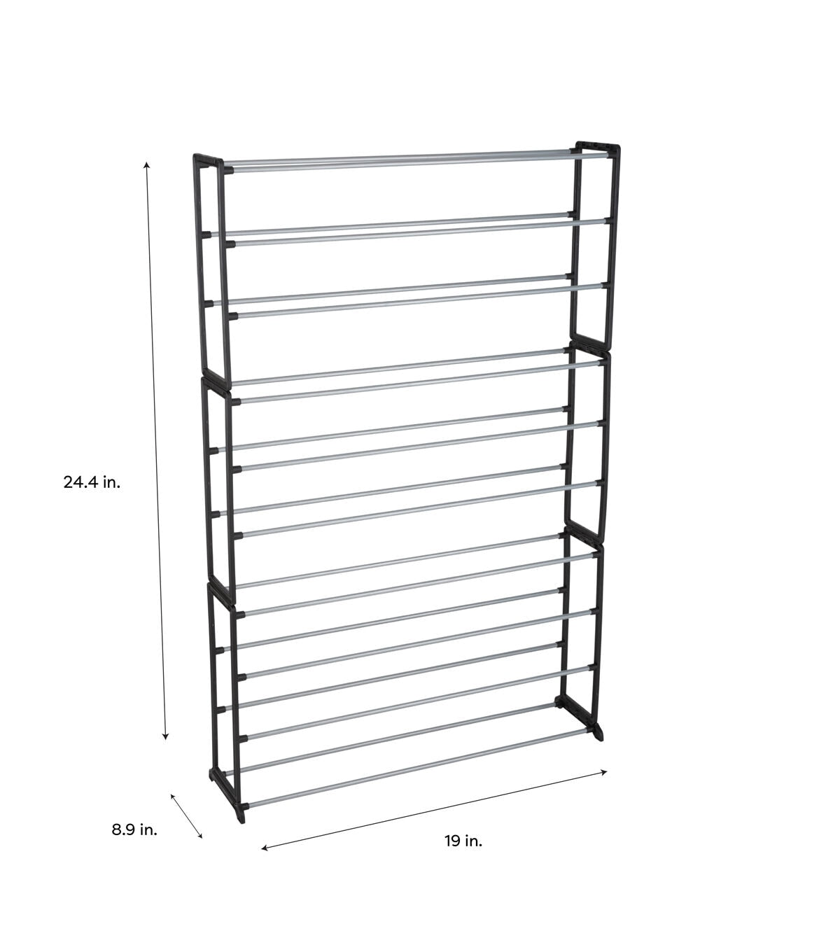 Simplify 24 Black 50 Pair Shoe Rack