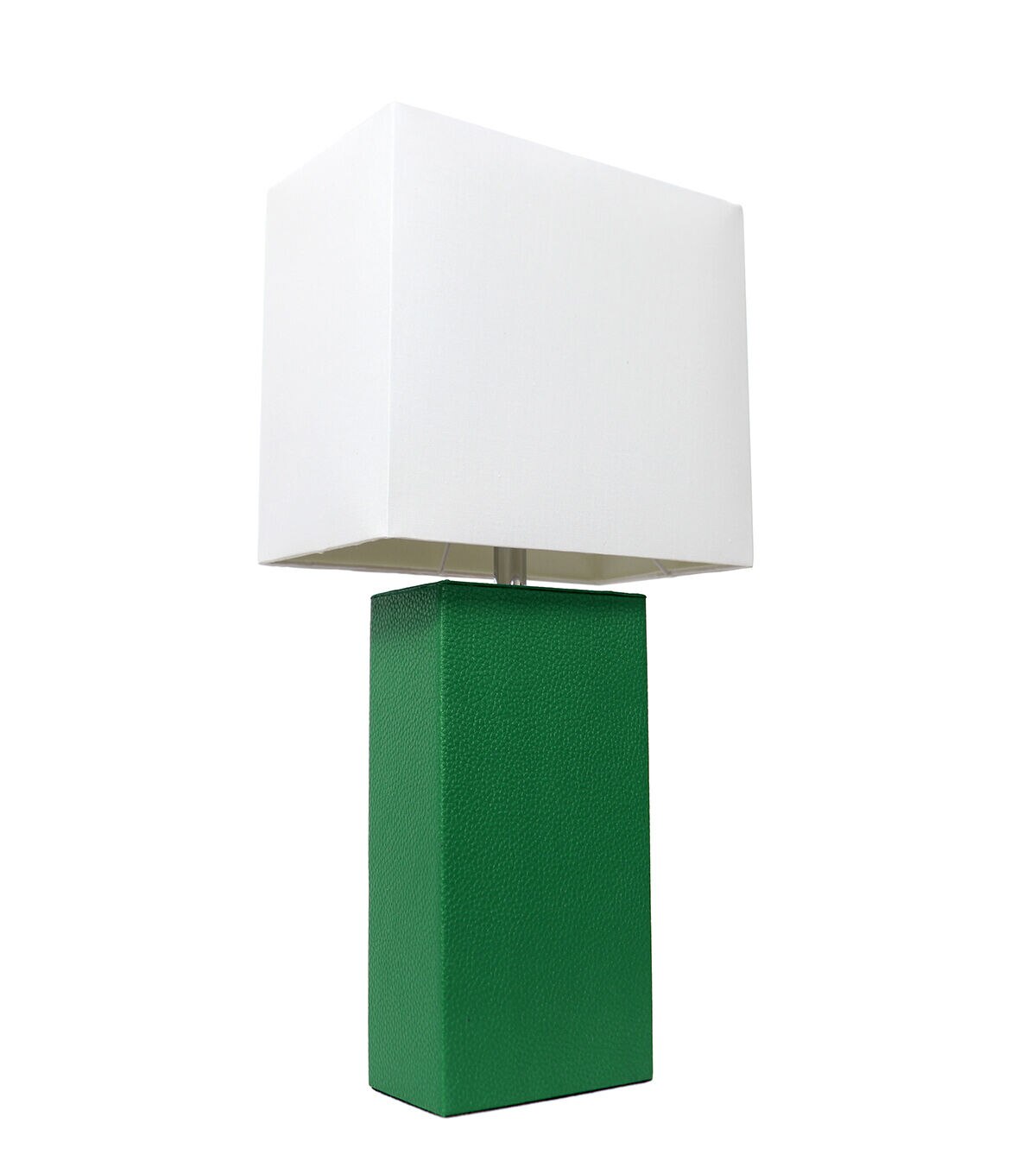 All The Rages Modern Leather Table Lamp with White Fabric Shade