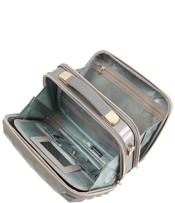 Savoir Collection Grey with Print Leaf Shoulder Strap Travel Beauty Case