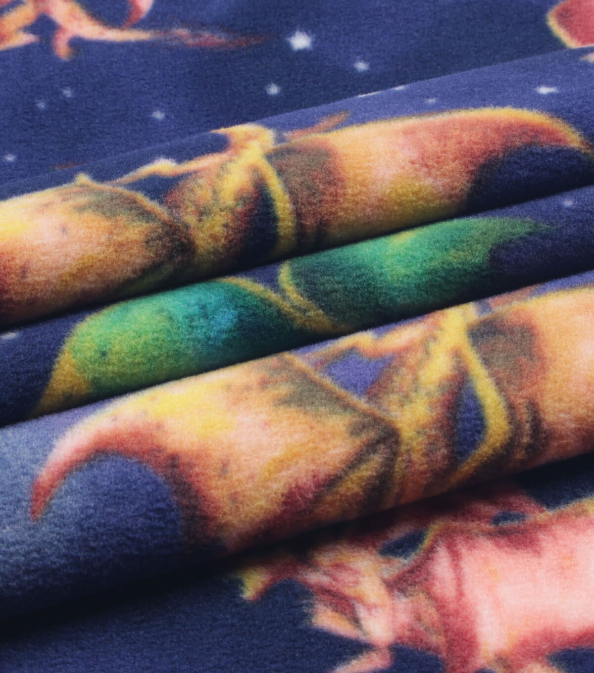 Dragons & Stars on Navy Anti Pill Plush Fleece Fabric