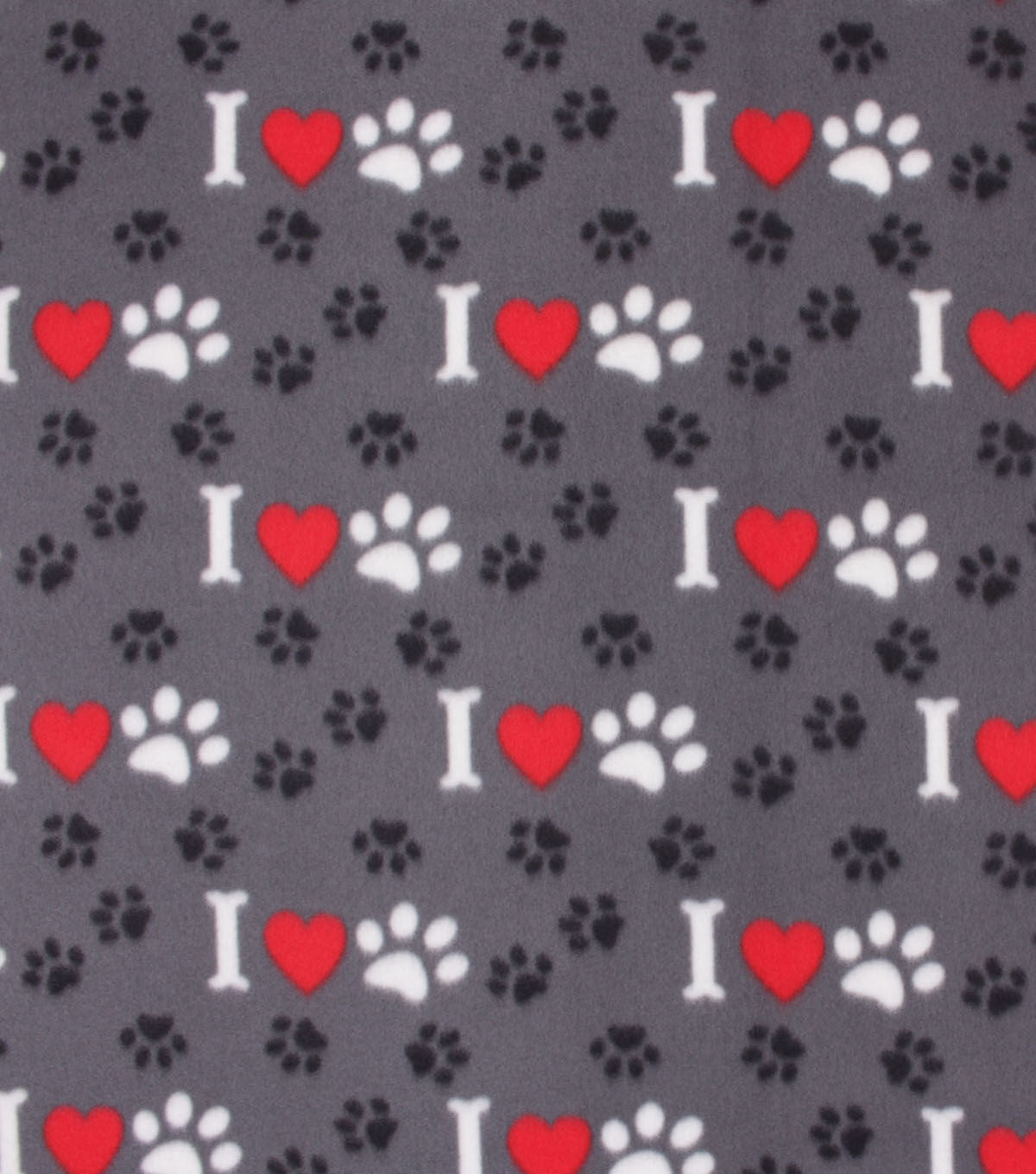 Blizzard Fleece Fabric Bones, Hearts & Paws