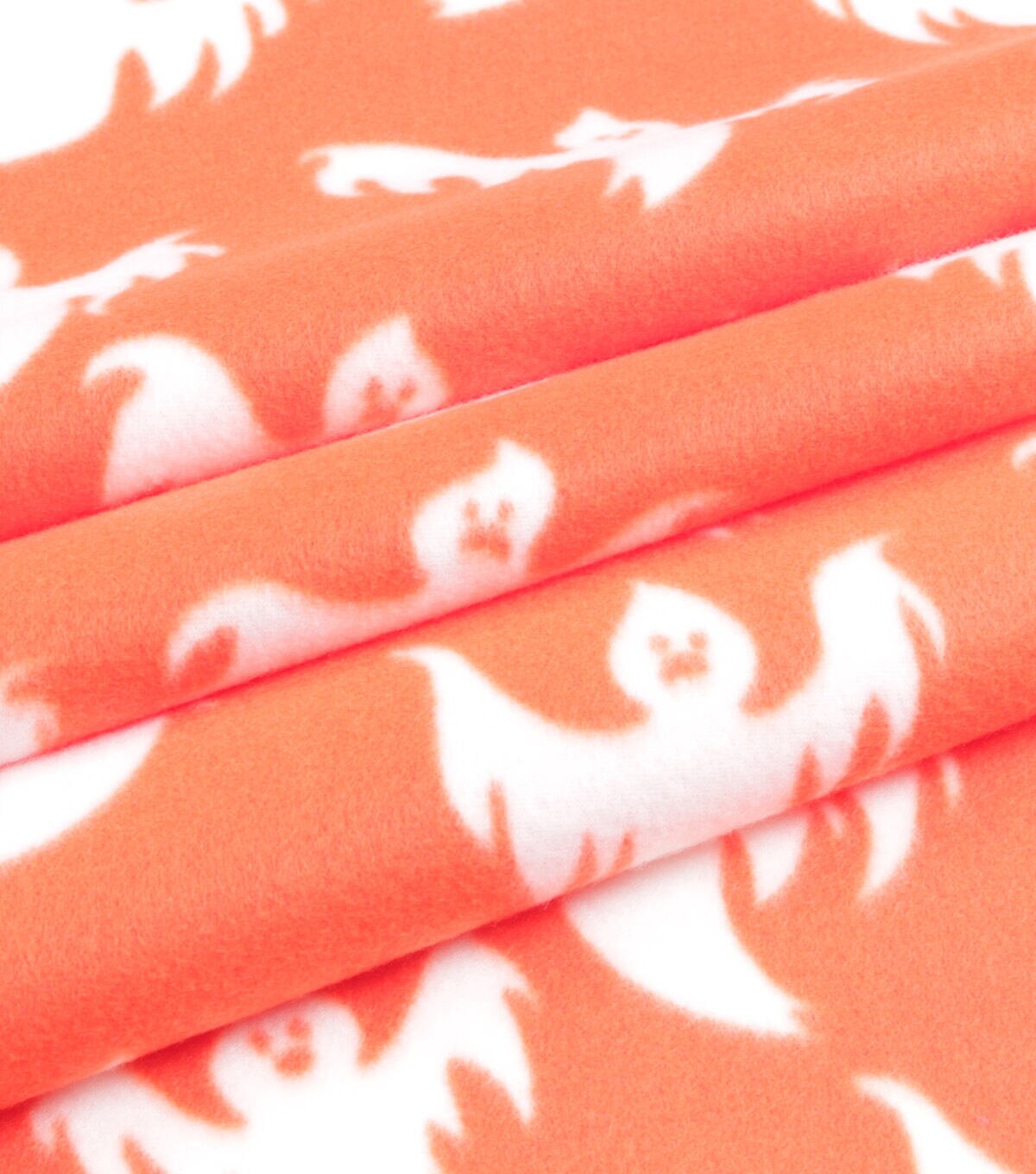 Orange Ghosts Blizzard Fleece Fabric