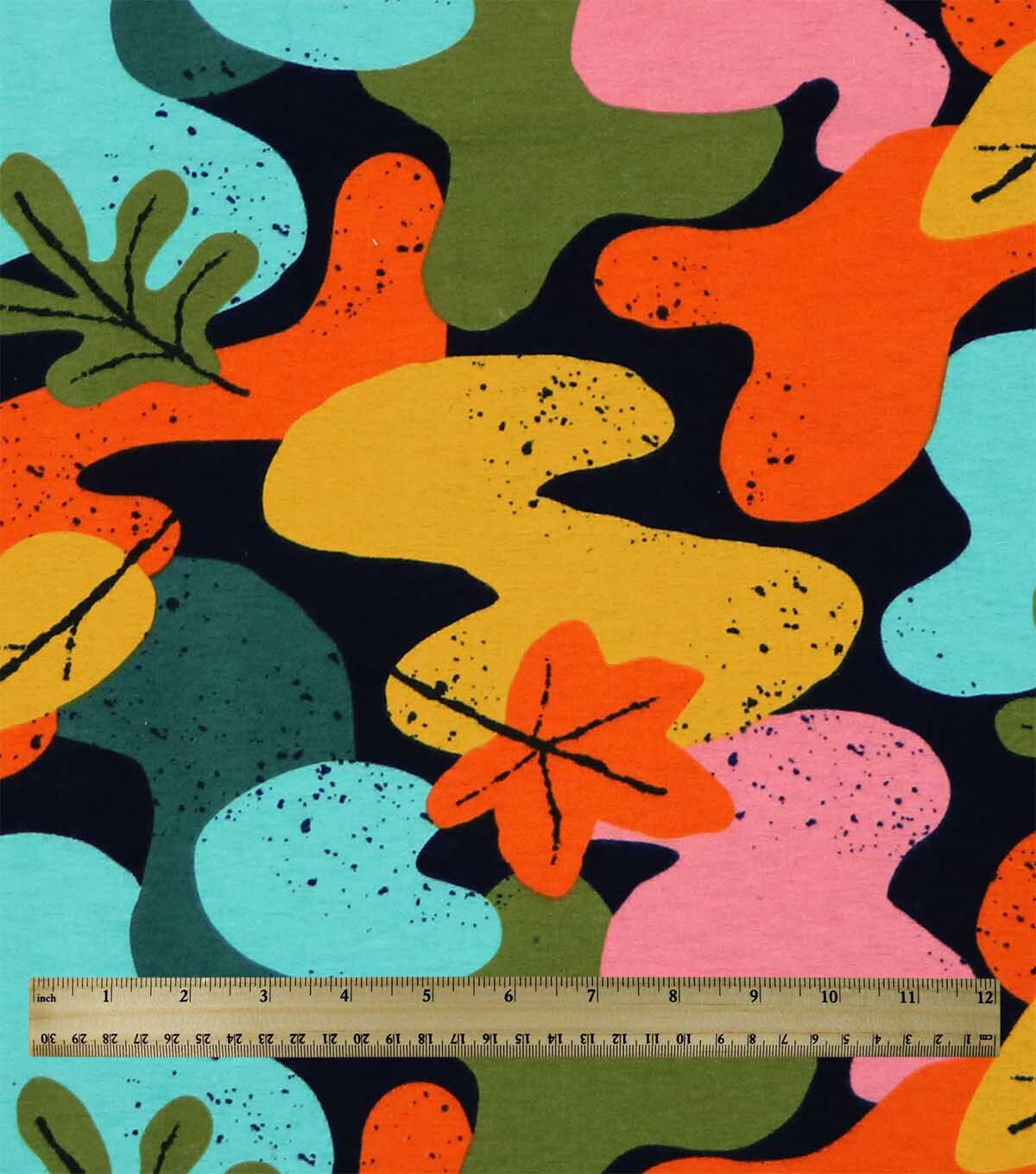 Multicolor Geometric Leaf Super Snuggle Flannel Fabric by POP!