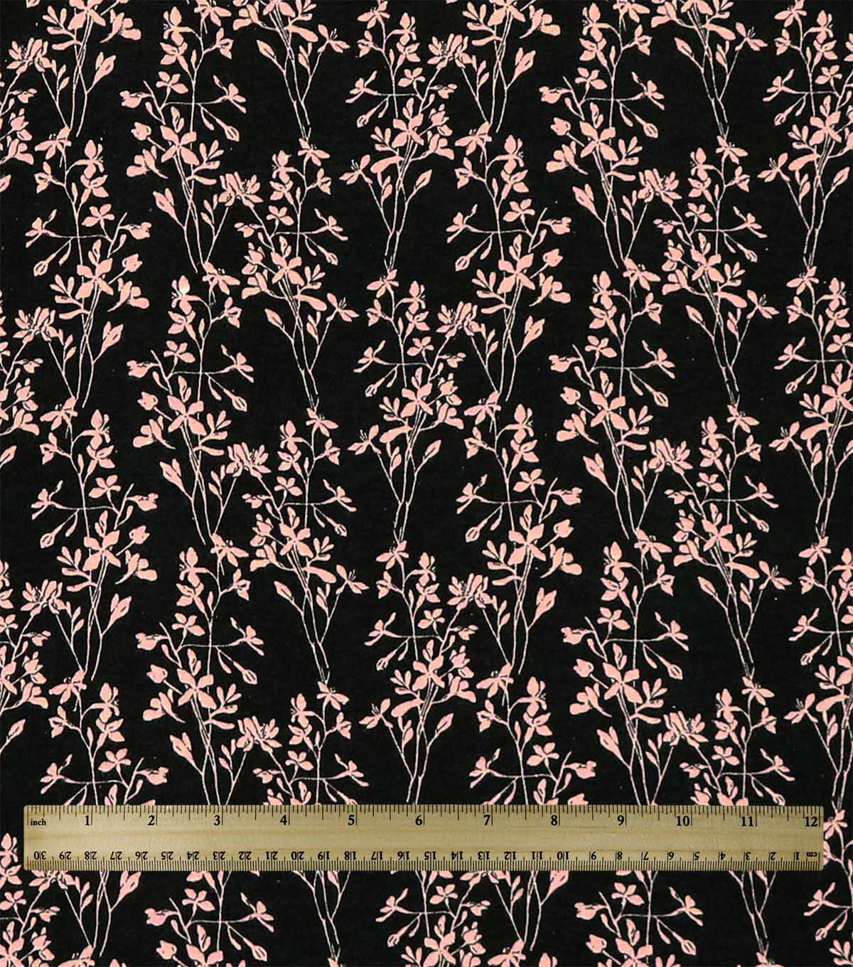 108 Black Floral Wide Flannel Fabric