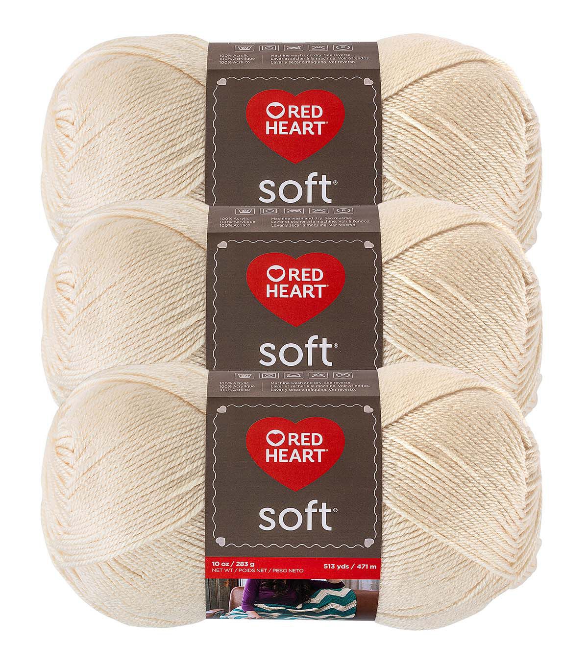 Red Heart Soft 513yds Worsted Acrylic Yarn 3 Bundle