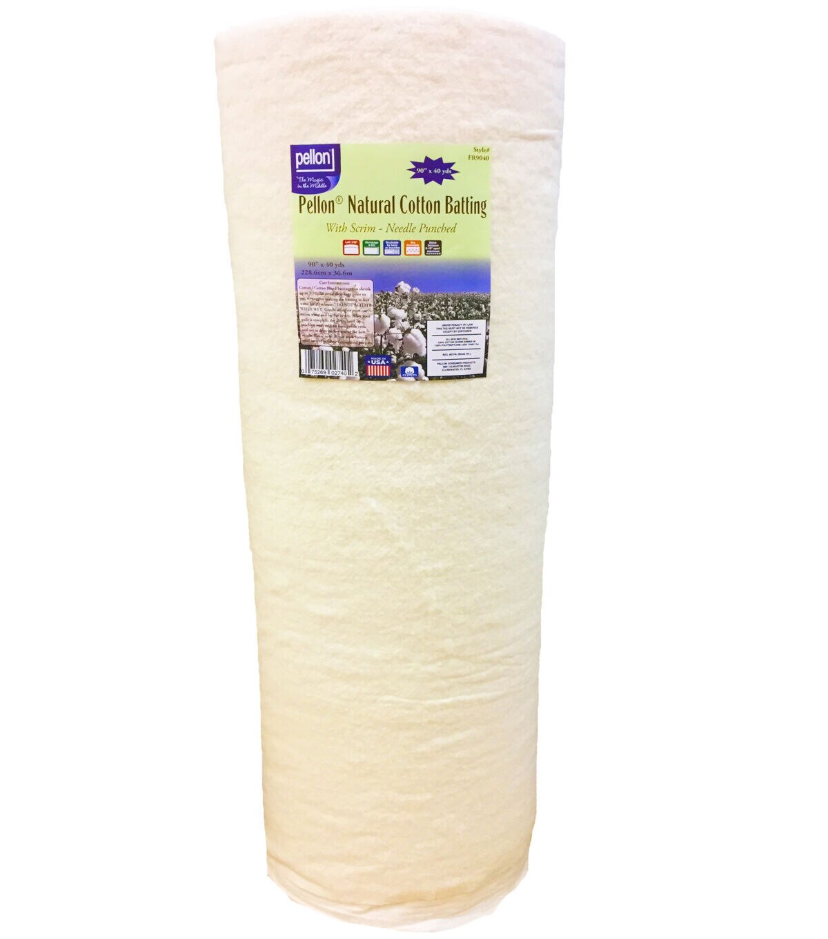 Pellon Natural Cotton Batting Roll with Scrim 90x40yd Needle Punched