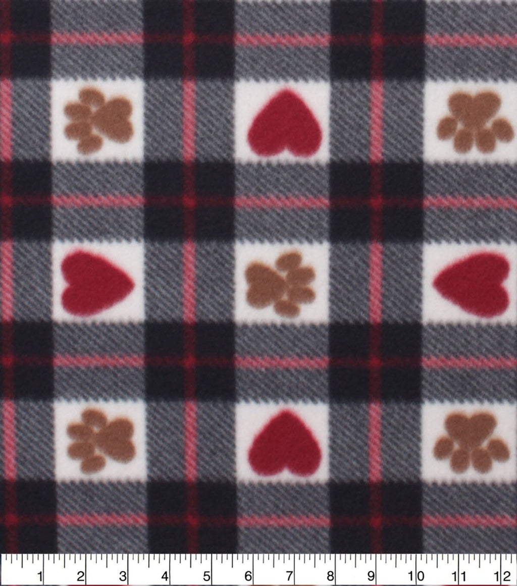 Hearts and Paws Blizzard Fleece Fabric