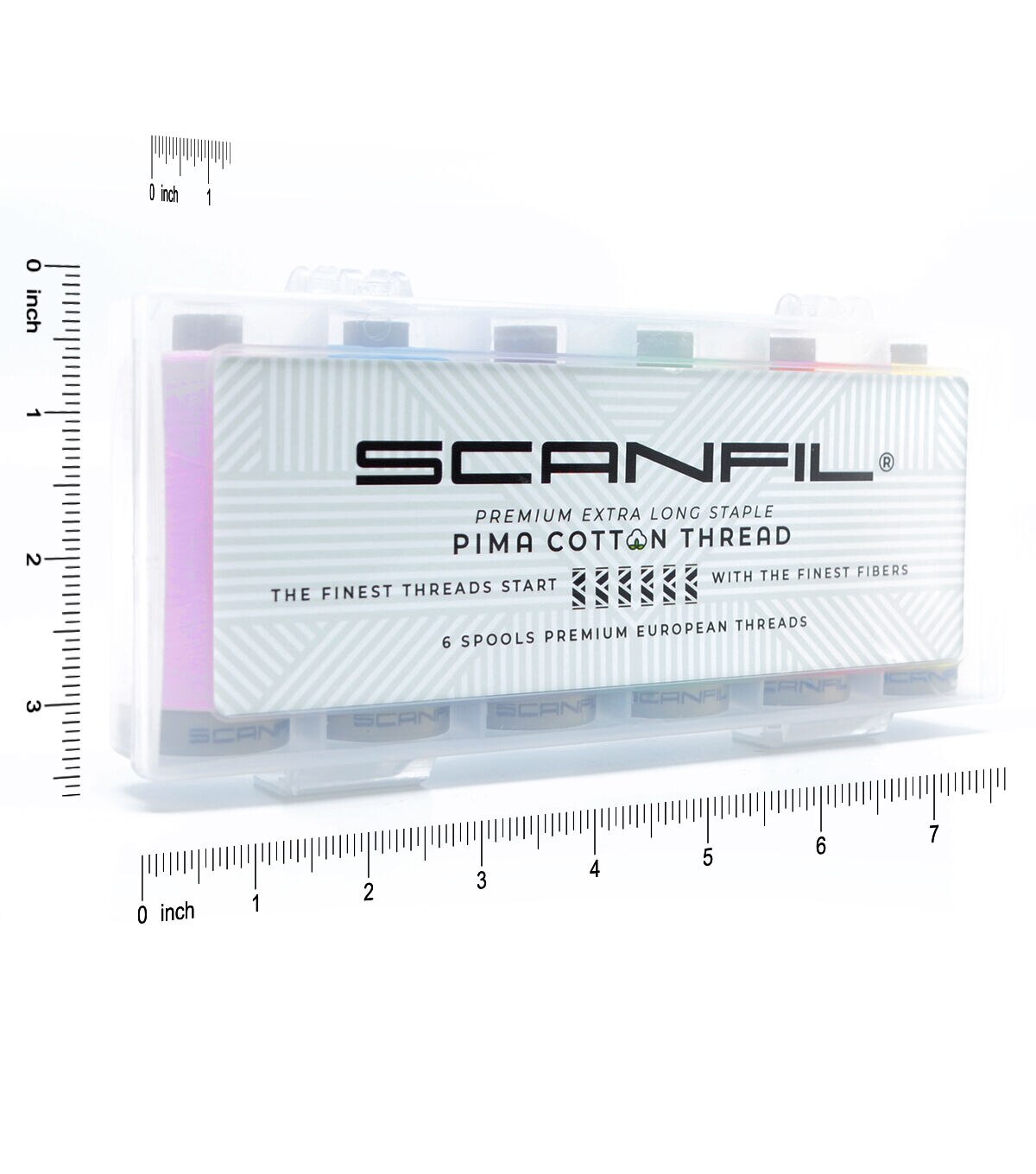 SCANFIL Pima Cotton 50 Wt Thread 1200 Yds 6ct and Storage Box Pastel