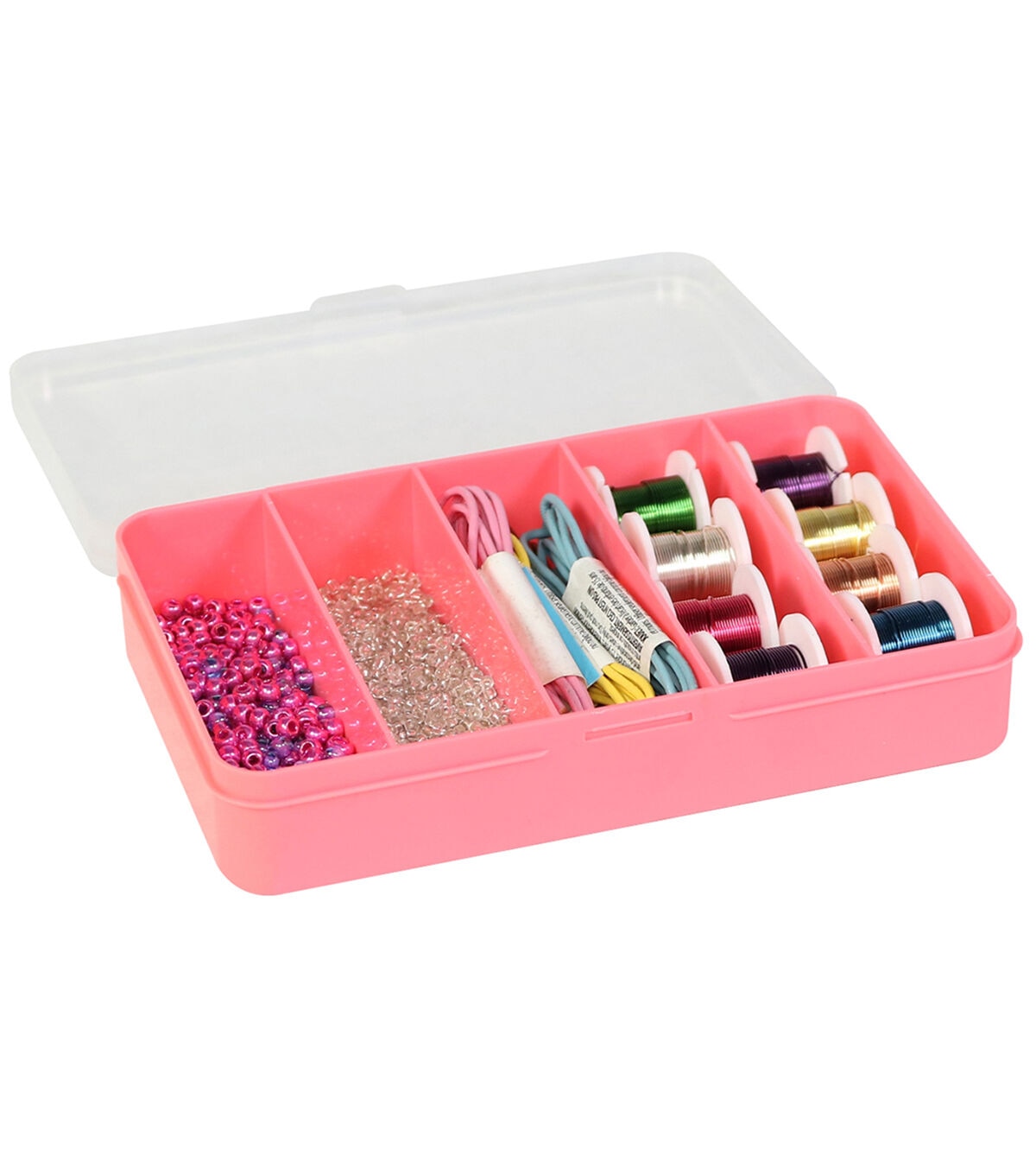 Everything Mary 6 Coral 5 Compartment Plastic Storage Box With Lid