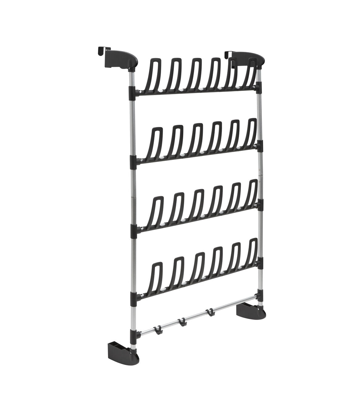 Organize It All 27 Black 12 Pair Over the Door Shoe Rack With Hooks