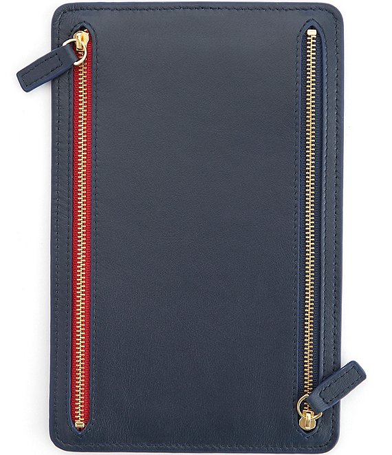 Leather RFID Blocking Four Zip Organizer Travel Case