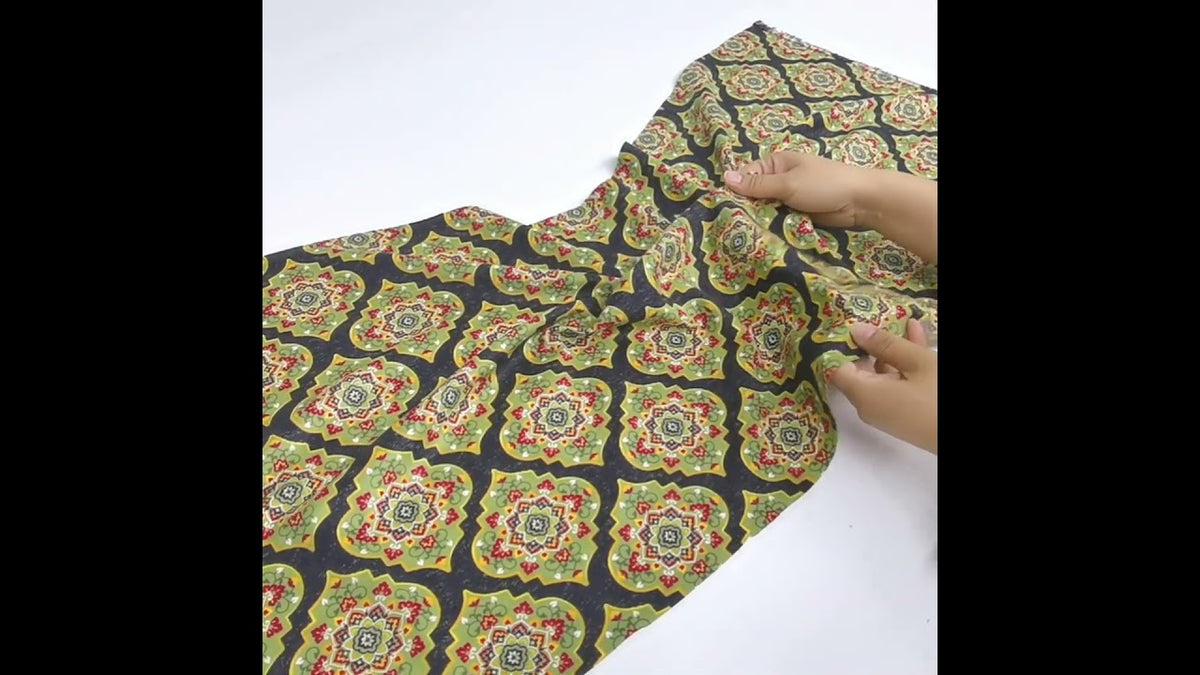 Multicolor Geometric Victorian Luxe Flannel Fabric