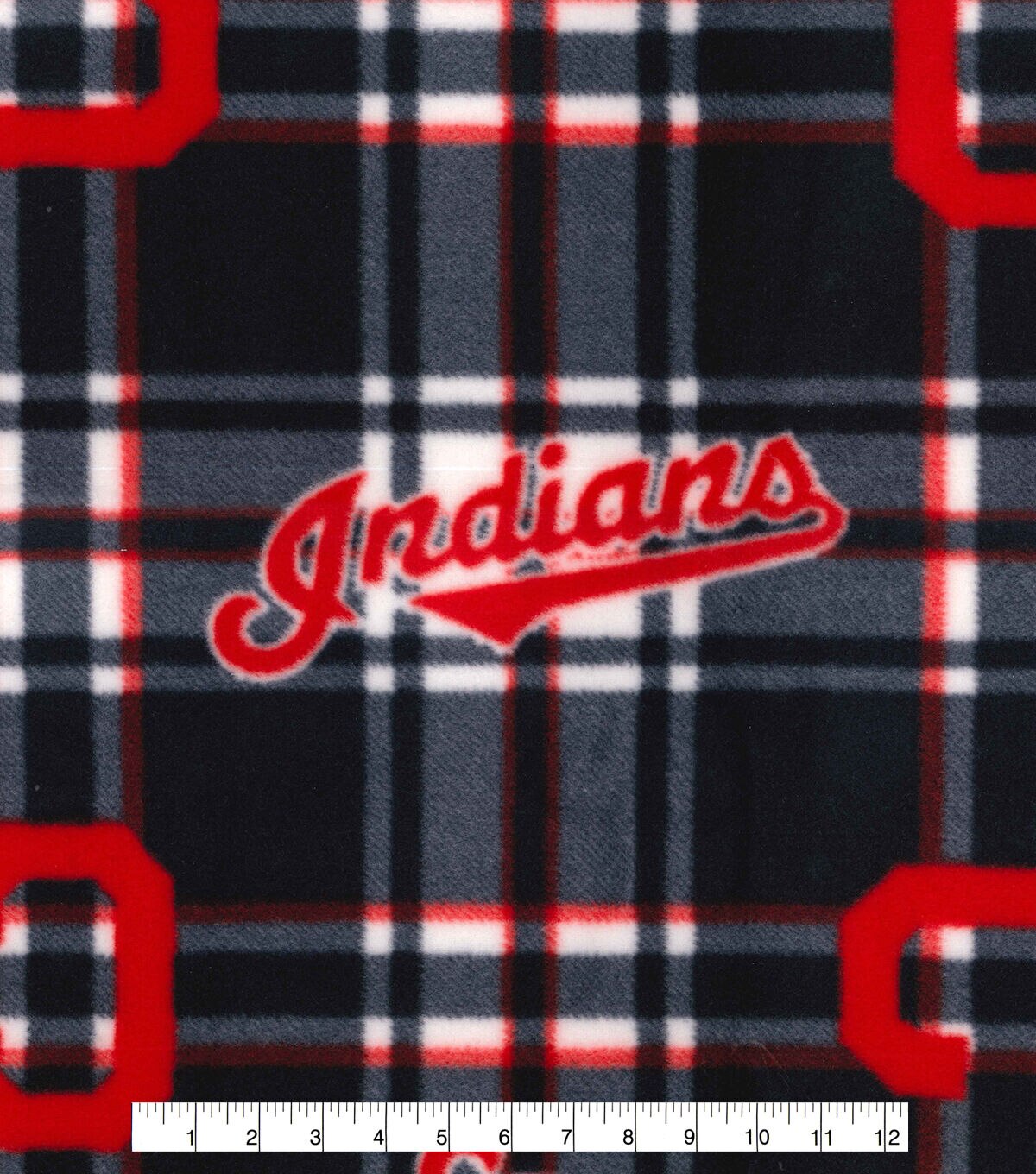 Fabric Traditions Cleveland Baseball Fleece Fabric Plaid