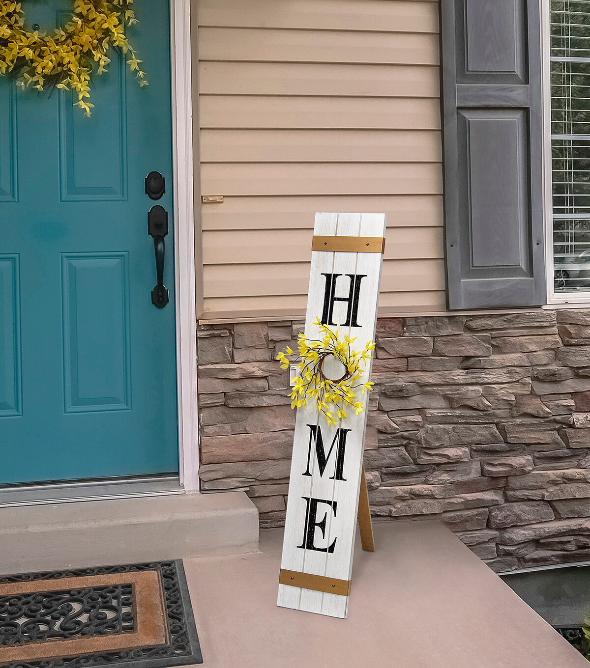 All The Rages Wooden Home Porch Sign with Interchangable Wreaths