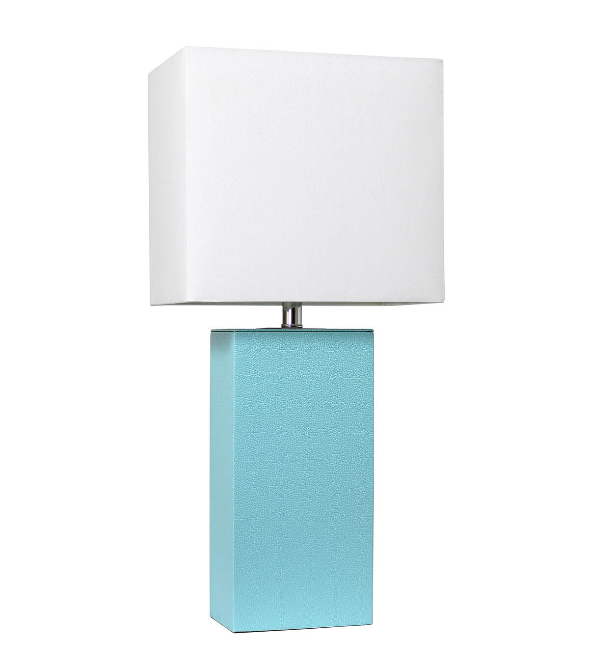 All The Rages Modern Leather Table Lamp with White Fabric Shade