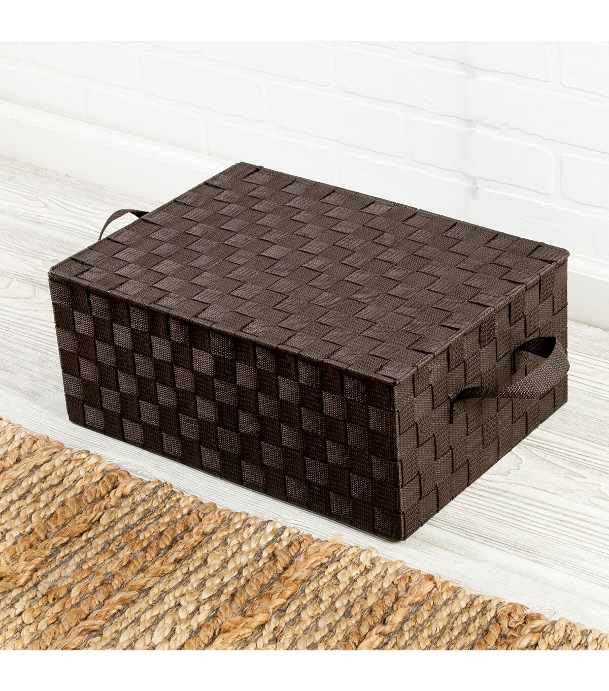 Honey Can Do 17 Espresso Woven Storage Box With Hinged Lid