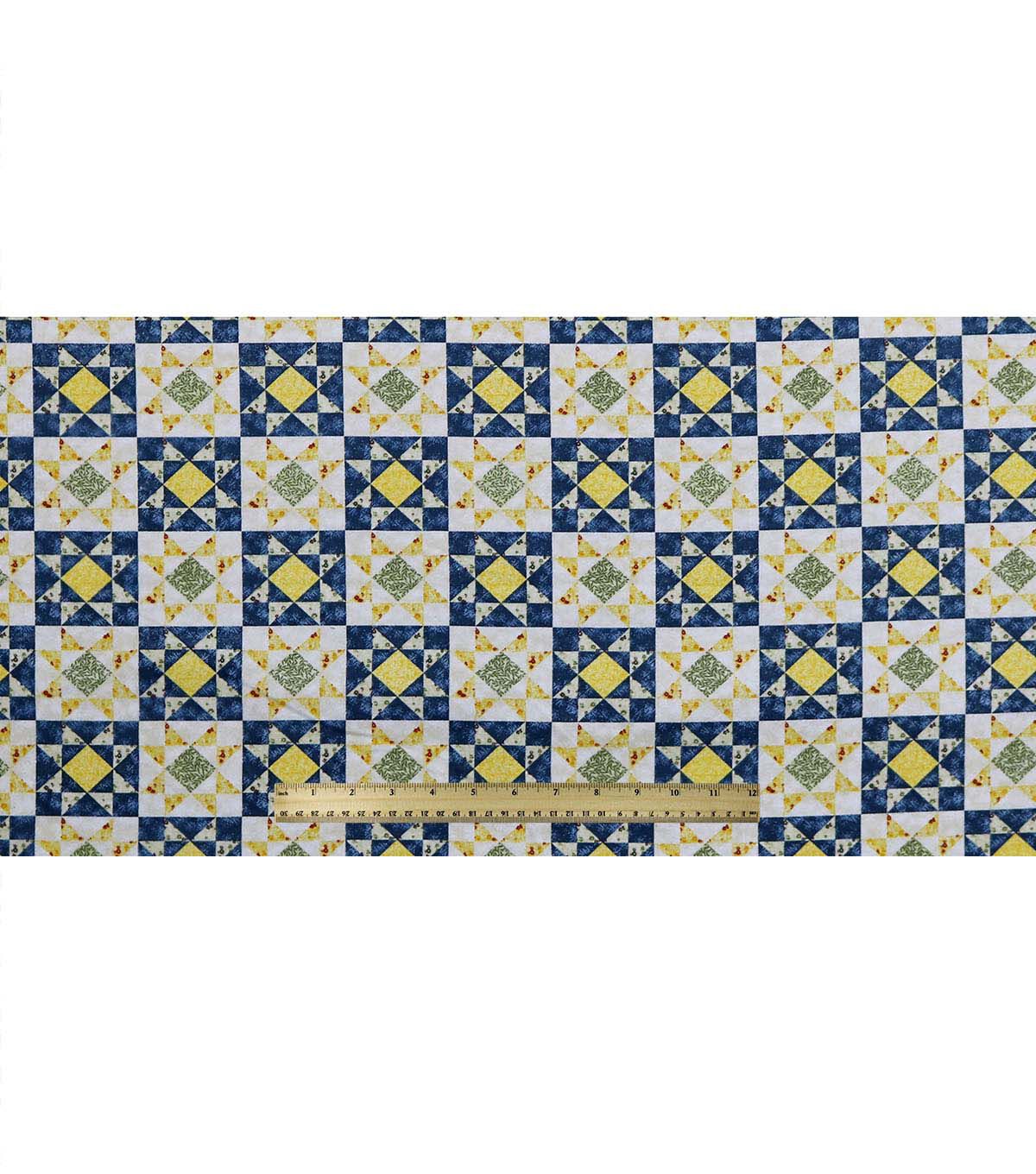 Blue & Yellow Patchwork Super Snuggle Flannel Fabric