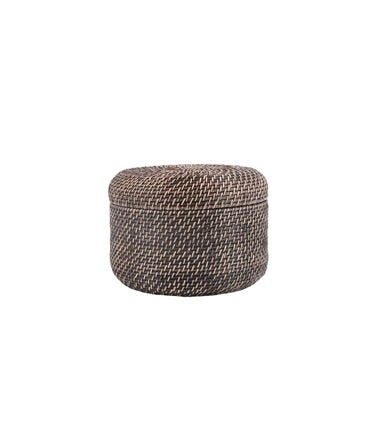 14 Brown Rattan Basket With Lid by Place & Time